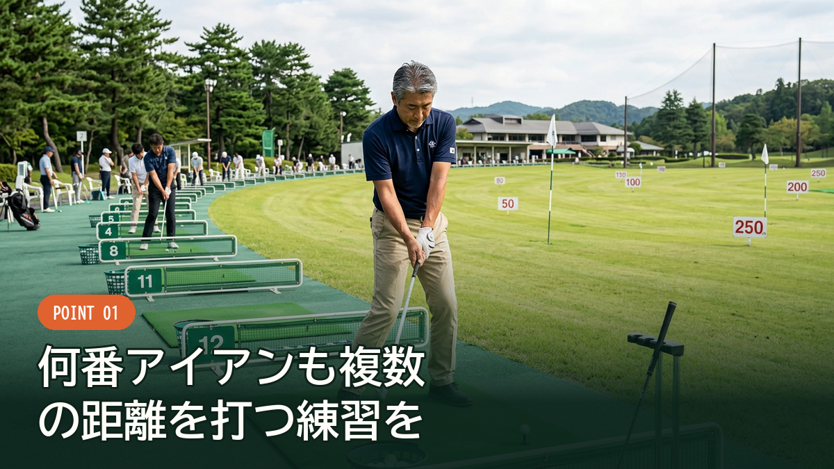 同じ番手で複数の距離を打ち分ける練習の様子