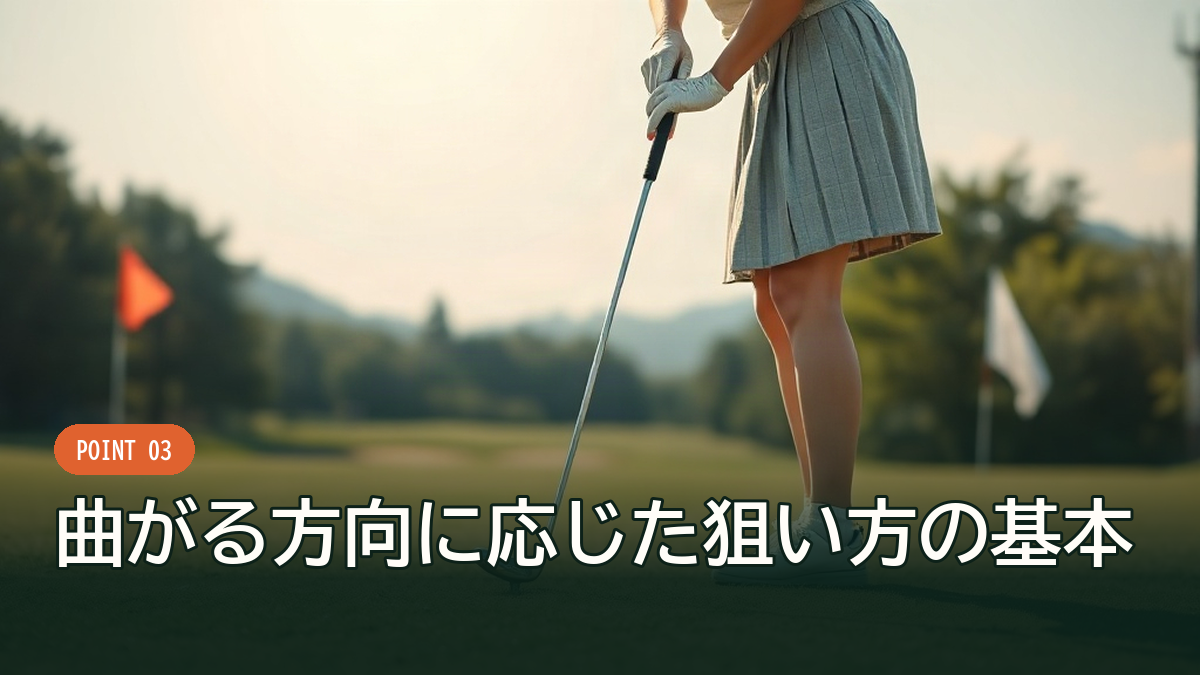 狙う方向を変えてアドレスする様子