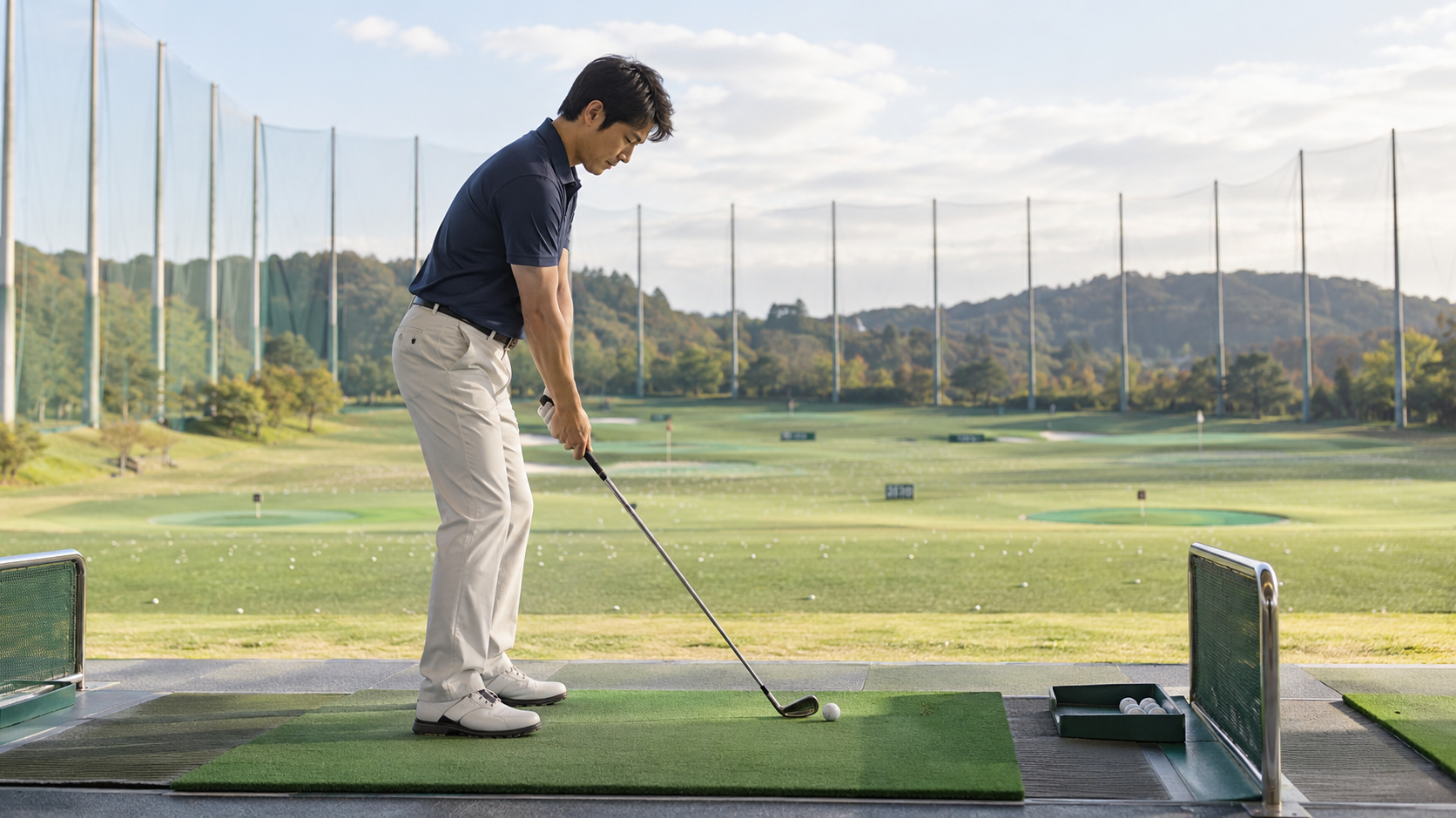 コースで一打ごとに集中し直す流れを練習する
