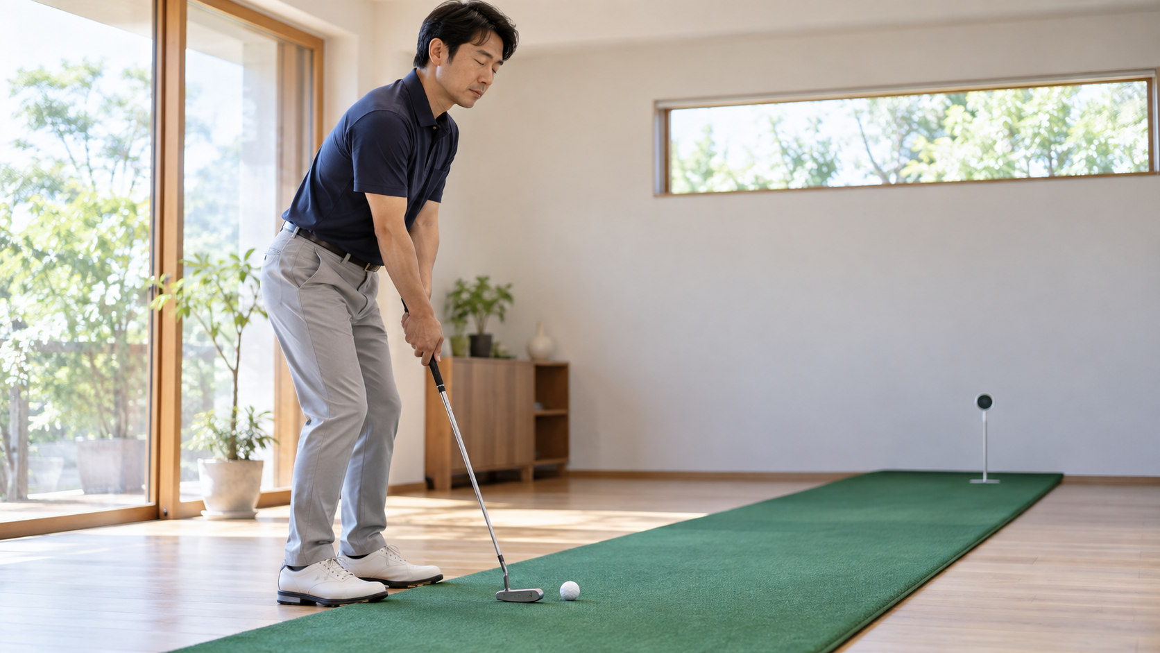 目を閉じて打ち、打感と結果の予想を照らし合わせる